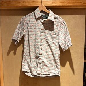 Woolrich Kayaker Gray and Red Casual Button Down Shirt